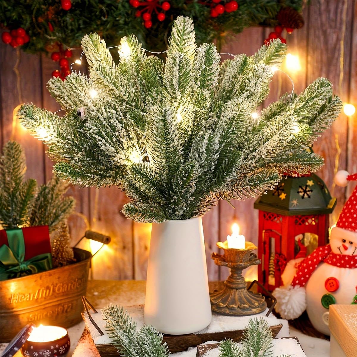 HASTHIP 30pcs Christmas Tree Ornaments 10.24inches Snow-Dusted Pine Branches Green Flocked Pine Needle Branches Multi Purpose Decorative Christmas Pine Branches for Garland Wreath Home Garden Decor HASTHIP 30pcs Christmas Tree Ornaments 10.24inches Snow-Dusted Pine Branches Green Flocked Pine Needle Branches Multi Purpose Decorative Christmas Pine Branches for Garland Wreath Home Garden Decor